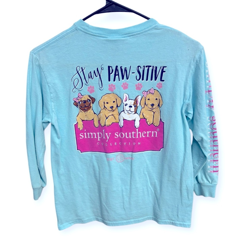 Simply Southern Blue Long Sleeve Tee Casual Crew Neck